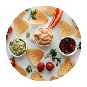 a pesto sauce , a mayonnaise sauce and a chili sauce